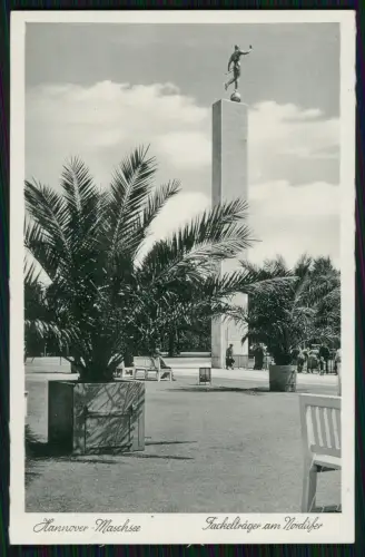 AK Hannover in Niedersachsen Maschsee - Fackelträger am Nordufer - 1939 gelaufen