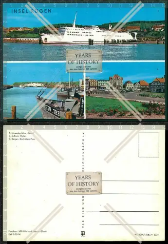 Orig. AK Insel Rügen Schweden Fähre Saßnitz Hafen bergen Karl-Marx-Platz