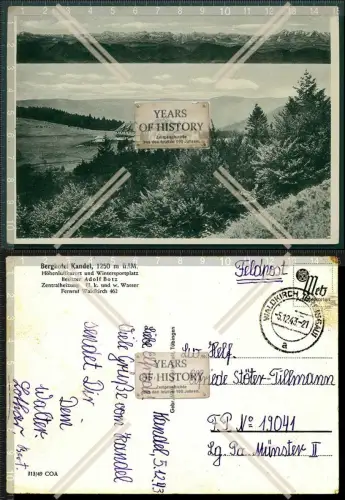 Orig. AK Waldkirch Elztal Berghotel Kandel Kandelpass Feldpost 1943 gelaufen Be