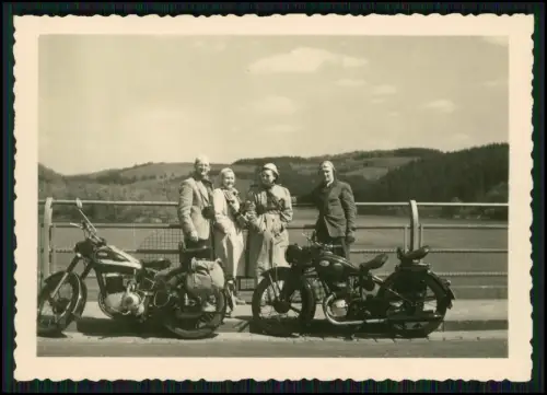6x Foto Reise mit Motorrad 1950er Jahre zur Aggertalsperre und andere