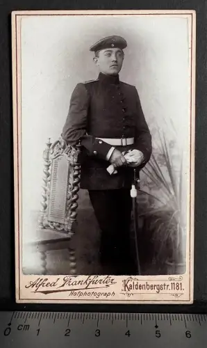 CDV Foto Soldat in Uniform - Fotograf Alfred Frankfurter Wesel Kaldenbergstrasse