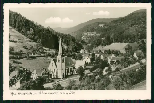 Foto AK Bad Griesbach im Schwarzwald - Panorama mit Kirche Dorfstraße Häuser