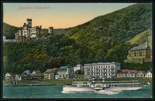 AK Capellen Kapellen Stolzenfels Koblenz Rhein Burg Dampfer Hansa 1906 gelaufen