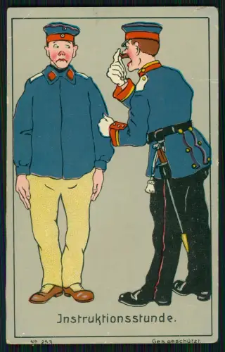 AK Soldat bei einer Instruktionsstunde Nase fassen 1908 gelaufen Harburg Elbe