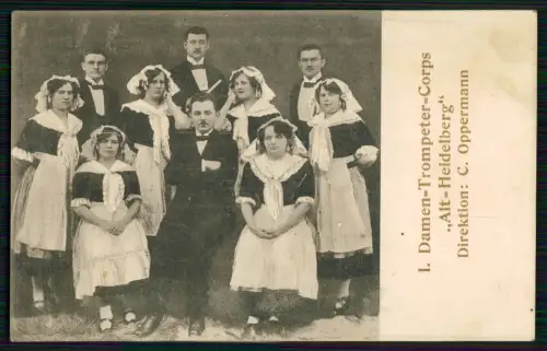 AK I. Damen-Trompeter-Corps Alt-Heidelberg Direktion C. Oppermann 1910-15