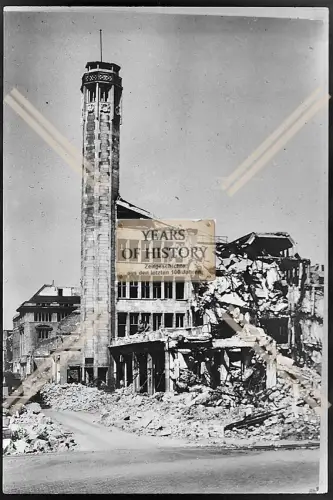 Foto Köln 1944-46 Haus Gebäude mit Richmodis-Turm zerstört Trümmer