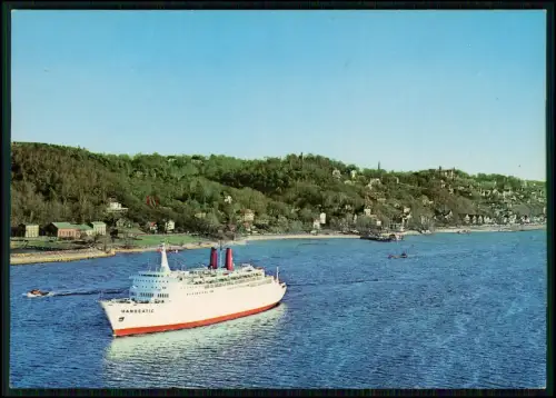 Farbige AK - Hamburg Blankenese mit dem Passagierschiff Hanseatic auf der Elbe