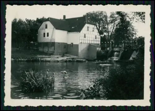 2x Foto - Else-Mühle in Bünde Westfalen - spielende Kindern am Mühlenteich -1939