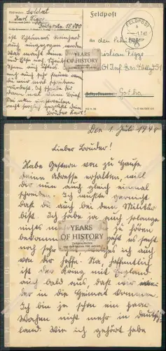 Feldpost Karte 1940 gel. Soldat Karl Figge MG Infanterie Ersatzabteilung 451 Go