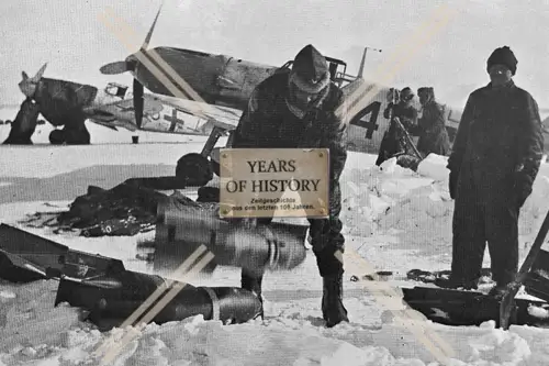 Foto Flugzeug Aircraft Me 109 Winter Russland 1942 Feldflugplatz 