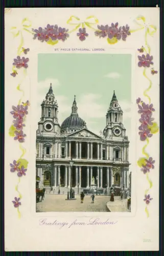 AK Präge Veilchen - Greetings from London Saint Paul´s Cathedral - um 1910