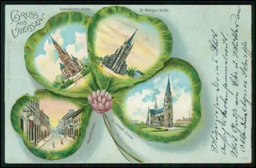 AK Viersen Kirche Hauptstraße - im vierblättrigen Kleeblatt Jugendstil 1904 gel.