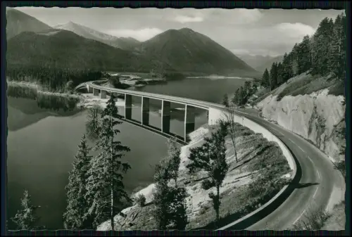 Echt Foto AK - Sylvensteinsee Faller-Brücke Lenggries Oberbayern Alpenkulisse