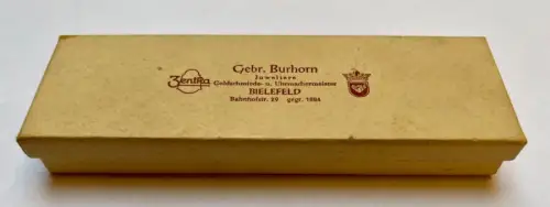 alte Schmuckschatulle Etuis Juwelier Goldschmied Burhorn Bielefeld 14,5x4,5x2 cm