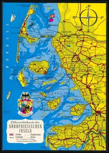 AK - Nordfriesische Inseln Karte Schleswig-Holstein Sylt Föhr Amrum Pellworm