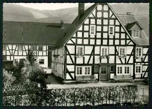 Foto AK Saalhausen Lennestadt Privat Pension Mönnig Fachwerkhaus