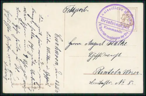 AK Roter Sand Leuchtturm Wesermündung Dampfer Sperrfahrzeug-Division Elbe Marine