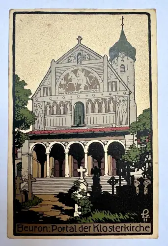 AK Steindruck Kirche Benediktiner Erzabtei Beuron Kloster Schwäbische Alb