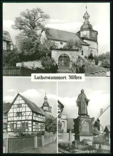 Foto AK - Möhra Bad Salzungen Wartburgkreis - Kirche u. Lutherhaus Lutherdenkmal