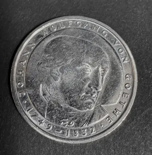 Deutschland 5 Mark 1982 Johann Wolfgang von Goethe Gedenkmünze Bundesadler Münze