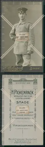 CDV Foto Soldat in Uniform Mütze Stade bei Hamburg