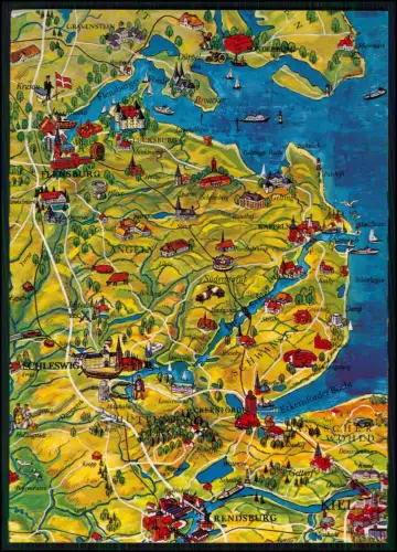 5x illustrierte AK Landkarte - Lübecker Bucht Kiel Schleswig-Holstein Ostsee u.a