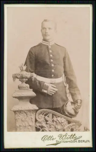 CDV Foto Soldat - Uniform Pickelhaube Otto Witte Atelier Berlin Skalitzer Straße