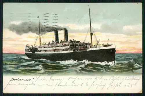 AK Dampfer Barbarossa Norddeutscher Lloyd Bremen NDL Bremen - 1906 gelaufen