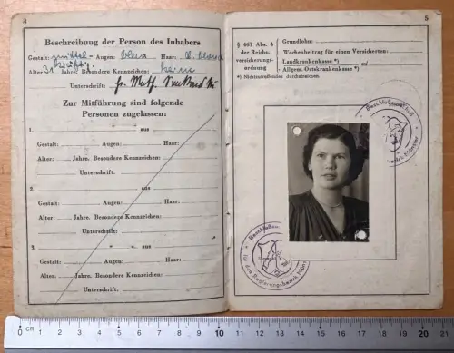 Weiblich Passfoto Ausweis Münster i. W.  Wandergewerbeschein Vordruck B Inländer