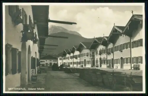 2x Echt Foto 14x9cm - Mittenwald Bayern - Unterer Markt und Panorama  1938