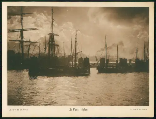 Ansicht auf Karton 23x17cm Hamburg Mitte St. Pauli Hafen um 1910
