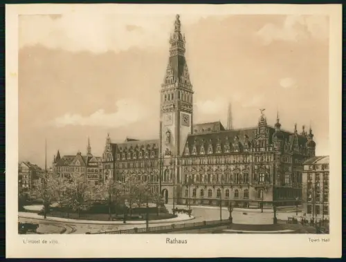 Ansicht auf Karton 23x17cm Hamburg Mitte Blick auf das Rathaus um 1900