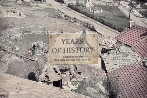 Repro Farb Foto no Original Dorf Hütten Bauern Orient Balkan