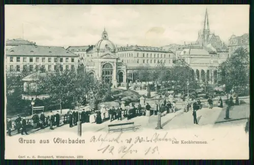 AK Ansichtskarte Postkarte Wiesbaden in Hessen, Kochbrunnen 1900 gelaufen