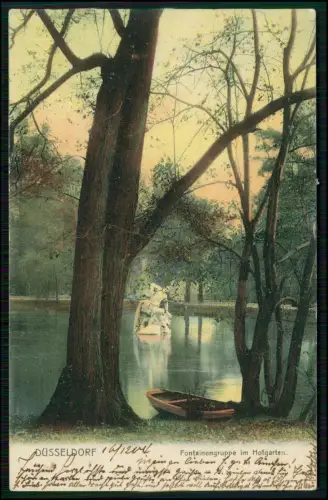 AK Düsseldorf - Fontänen-Gruppe im Hofgarten Skulptur im Wasser - 1904 gelaufen