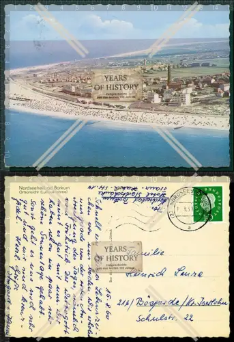 Orig. AK Borkum Insel Luftbild Fliegeraufnahme Panorama von der Insel 
