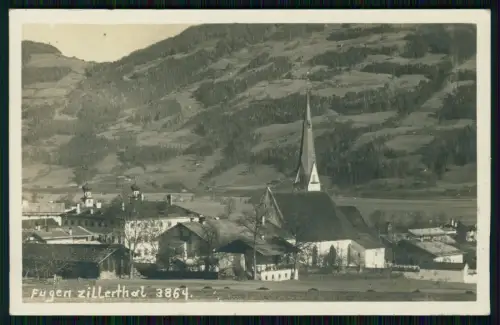 Echt Foto AK - Fügen Zillertal Tirol - Ortschaft Kirche Felder .... - 1929 gel.