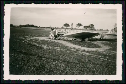 4x Foto - Flugzeug Aircraft WK II - Bruch am Boden zerstört Notlandung