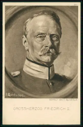 AK Großherzog Friedrich II. von Baden in Uniform Porträt - Signatur F. Quidenus
