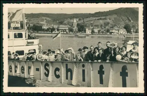 2x Foto AK Ausflügler Fahrgastschiff Reederei Weber-Schiff Köln - im Rheingau