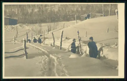 8x Foto - Soldaten Wehrmacht - im Winter verschneite Baracken Westfront 1940-41