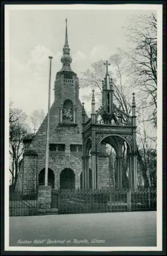AK Lützen Gustav Adolf Denkmal mit Kapelle Darstellung der bekannte Gedenkstätte