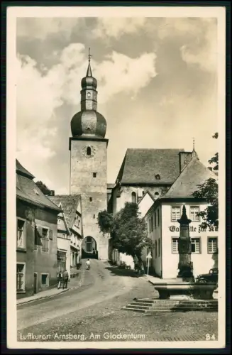 AK Arnsberg Sauerland - ansteigende Altstadtstraße mit Glockenturm Pfarrkirche