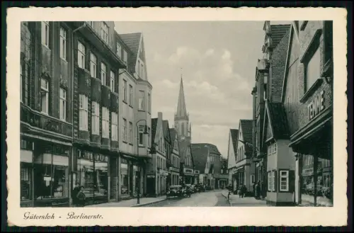 AK - Berliner Straße in Gütersloh - Geschäftshäuser Innenstadt - 1939 Feldpost