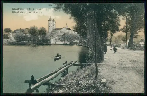 AK  Klosterlausnitz Thüringen Saale-Holzland - Blick auf Kirche Ort Klosterteich