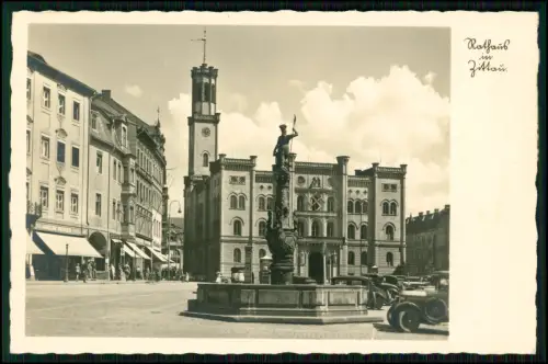 Foto AK Marktplatz in Zittau Sachsen Automobile Zwischenkriegszeit Straßenszene