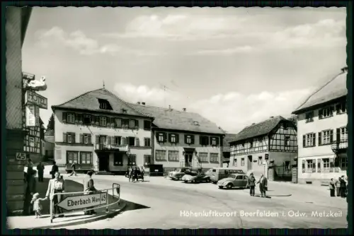 Foto AK - Beerfelden im Odenwald – Metzkeil mit Marktplatz Automobile der 1950er