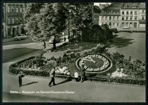 Foto AK - Görlitz - Blumenuhranlage Uhrzeiger u. Ziffern aus Pflanzenbepflanzung