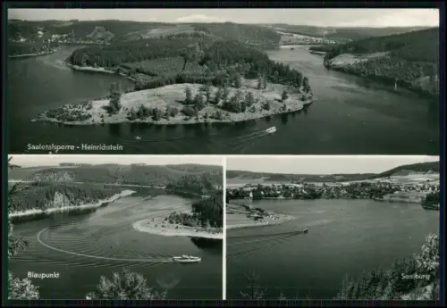 Foto AK Saalburg Saaletalsperre mit Bleilochstausee Heinrichstein Ausflugsschiff