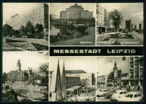 Foto AK - Leipzig Messestadt Opernhaus Neues Rathaus Markt Georgiring Interhotel
